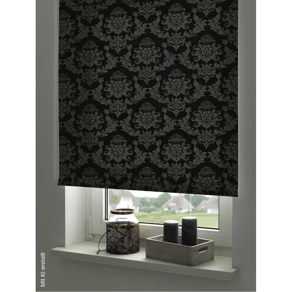 Boviva Seitenzugrollo Tageslichtqualität Ornament anthrazit B/L: ca. 142x175 cm