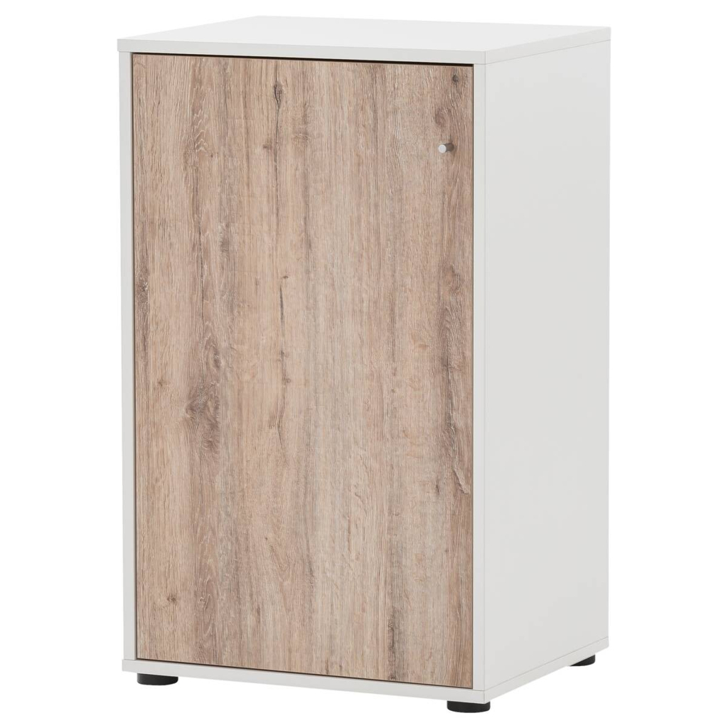 Midischrank Serie 400 perlweiß Optik Wildeiche Nachbildung B/H/T: ca. 50,9x83,6x41 cm