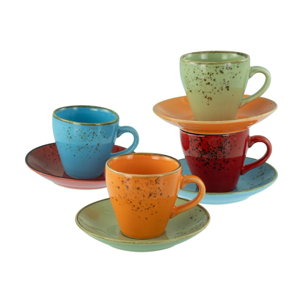 CreaTable Espresso-Set Nature Collection Mediterran bunt Steinzeug