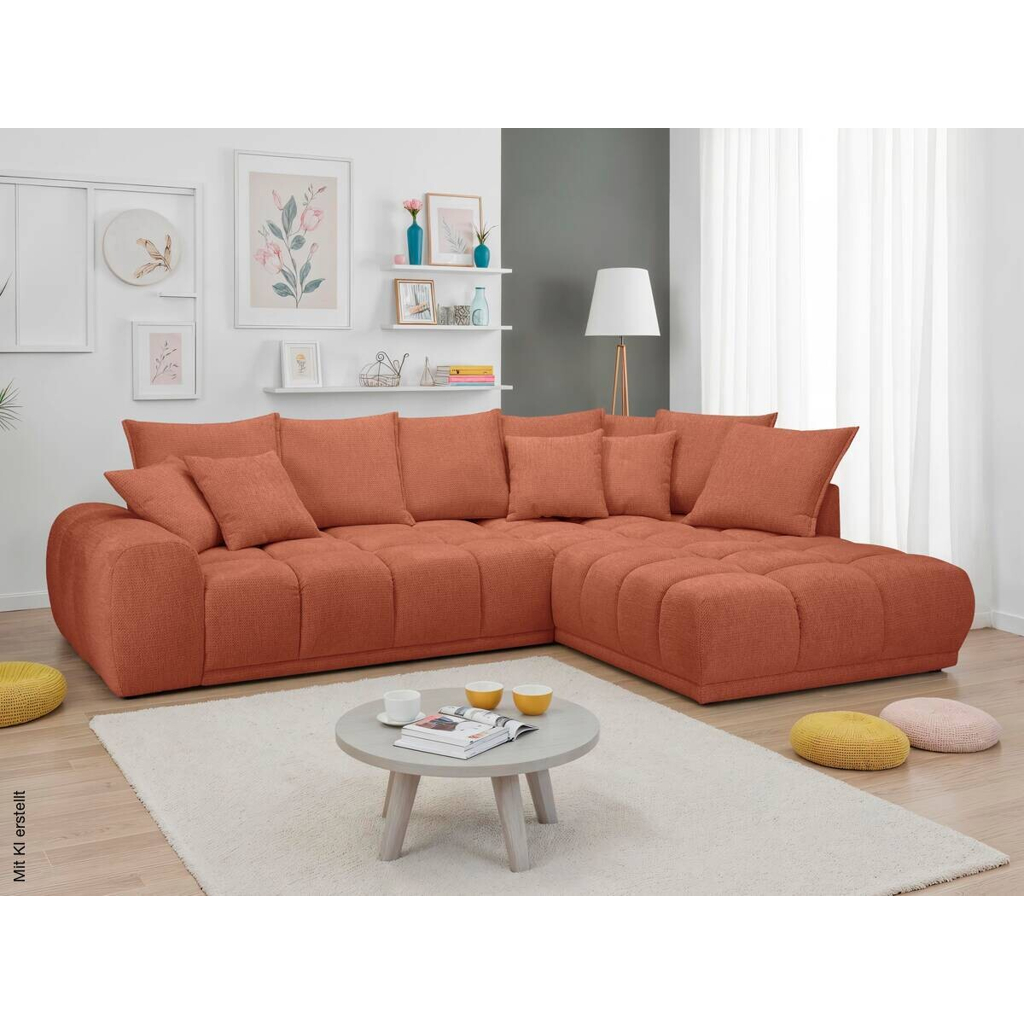 Ecksofa rostfarbig Microfaser B/H/T: ca. 312x97x229 cm