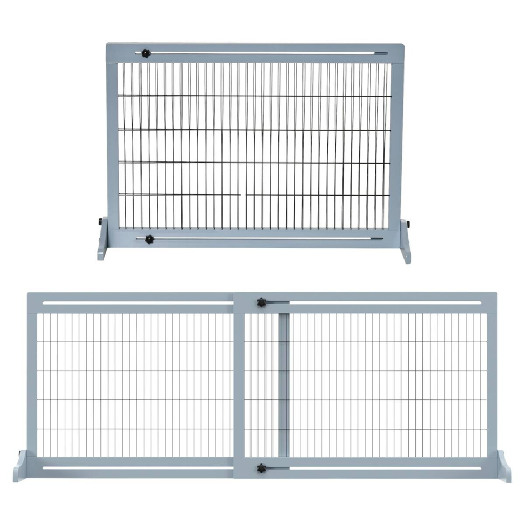PawHut Hunde-Schutzgitter grau Kiefer B/H/L: ca. 36x183x69 cm