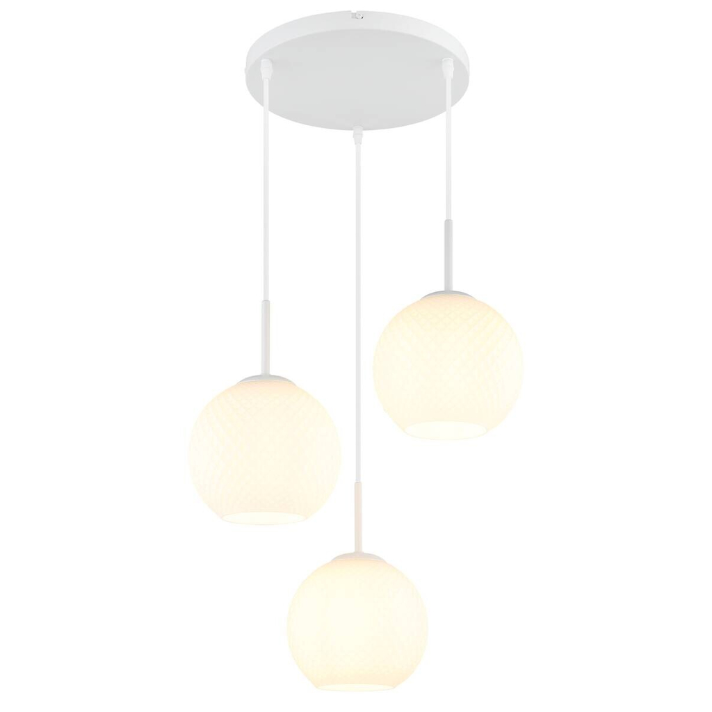 GLOBO Pendelleuchte Opal weiß Metall Glas H/D: ca. 120x46 cm E27 3 Brennstellen