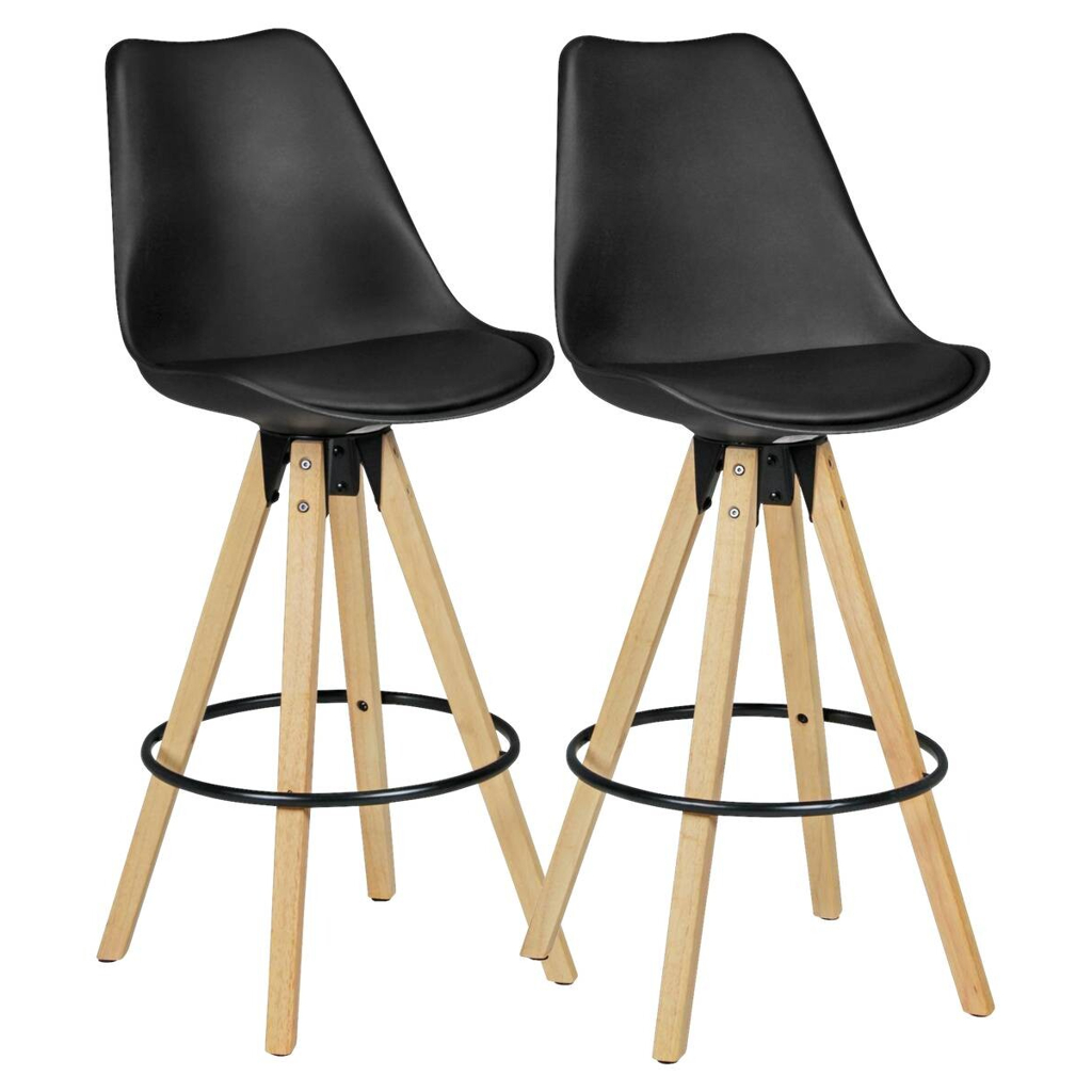 Barhocker 2er-Set schwarz Kunstleder B/H/T: ca. 44x113x39 cm