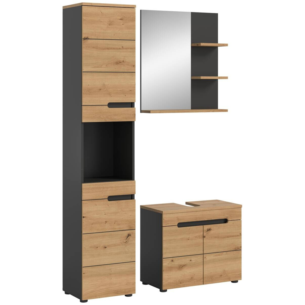 Badezimmer-Set Canu Basalt Eiche Artisan Nachbildung B/H/T: ca. 116x193x34 cm