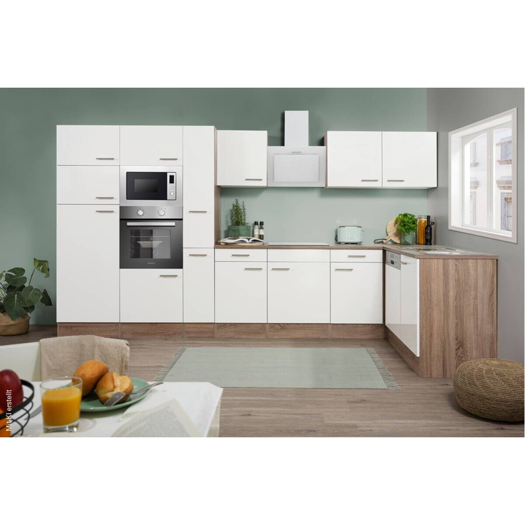 Respekta Winkelküche KBL370EYWMISGKE weiß B/H/T: ca. 370x205x172 cm