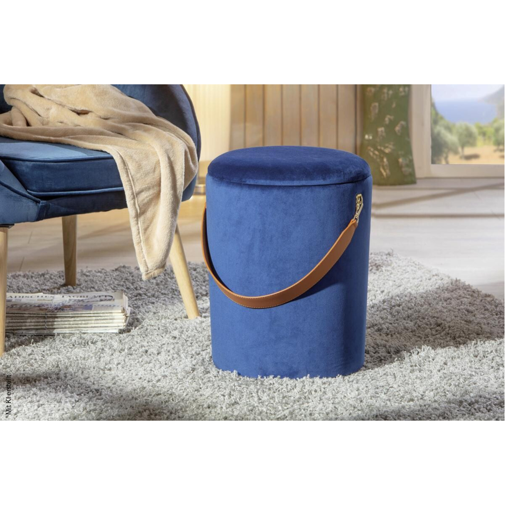 Inter Link Hocker Papua blau MDF Samtoptik B/H/T: ca. 35x45x35 cm