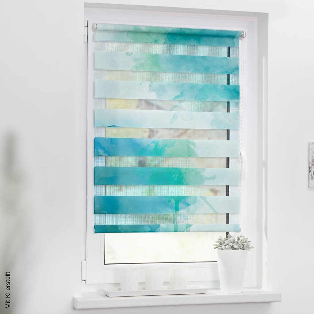 LICHTBLICK Doppelrollo Duo Aquarell blau B/L: ca. 70x150 cm