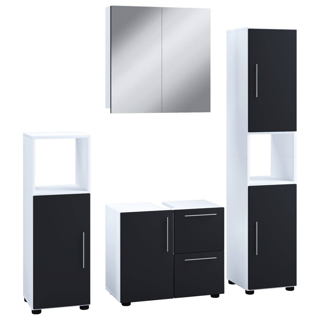 Badezimmer-Set Flandu weiß schwarz B/H/T: ca. 123x160x32 cm