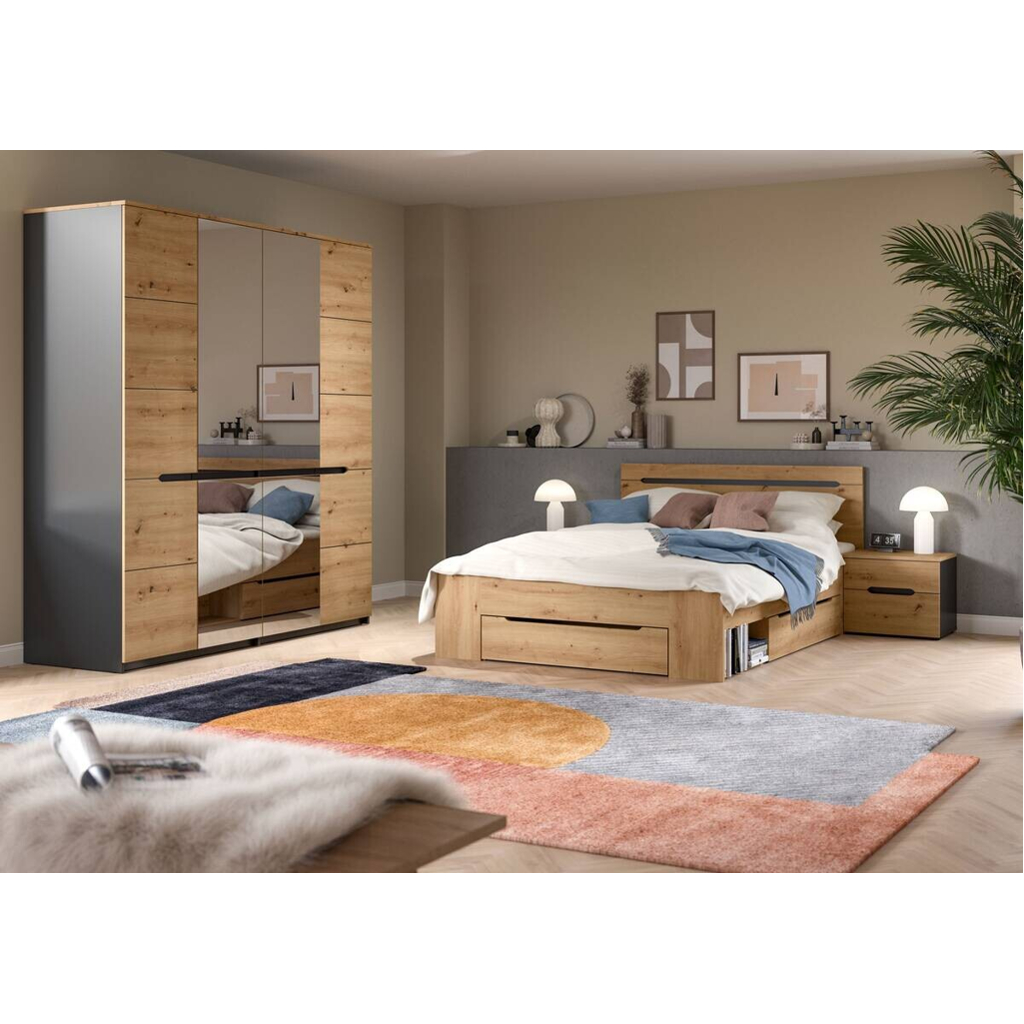 Schlafzimmer CANU, Set basaltgrau Artisan Nachbildung