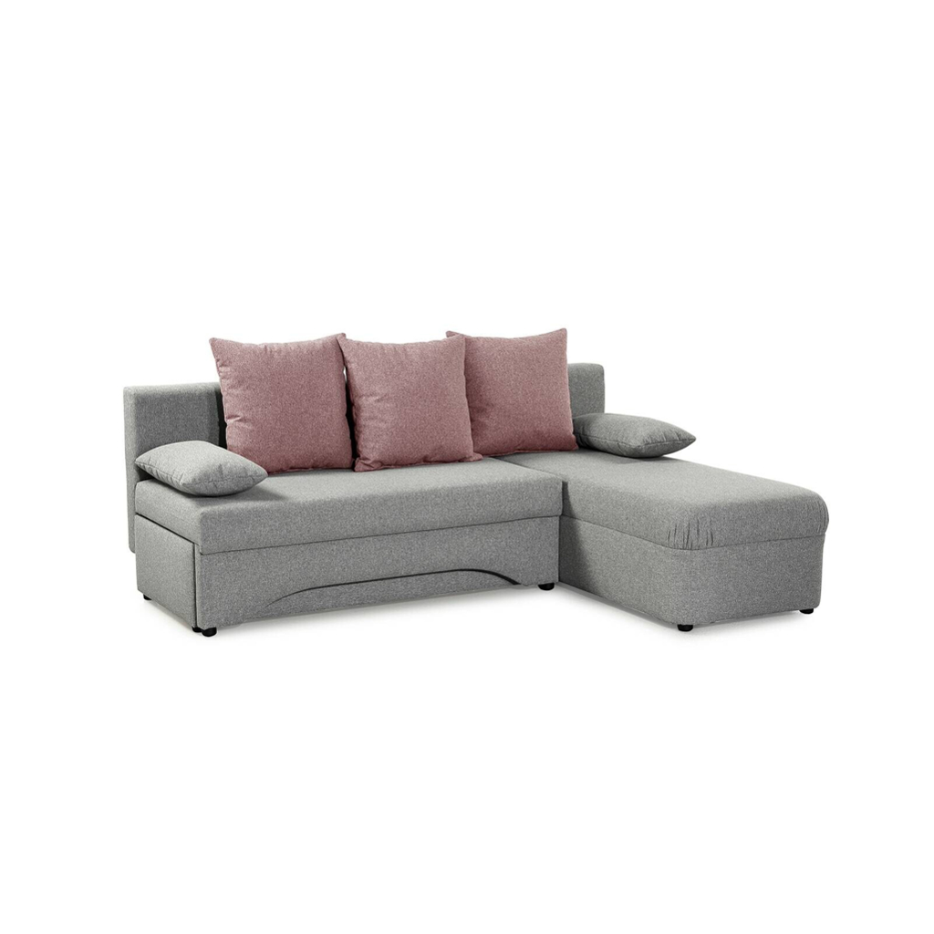 Ecksofa mit Bettfunktion und Bettkasten hellgrau Feinstruktur B/H/T: ca. 191x70x142 cm