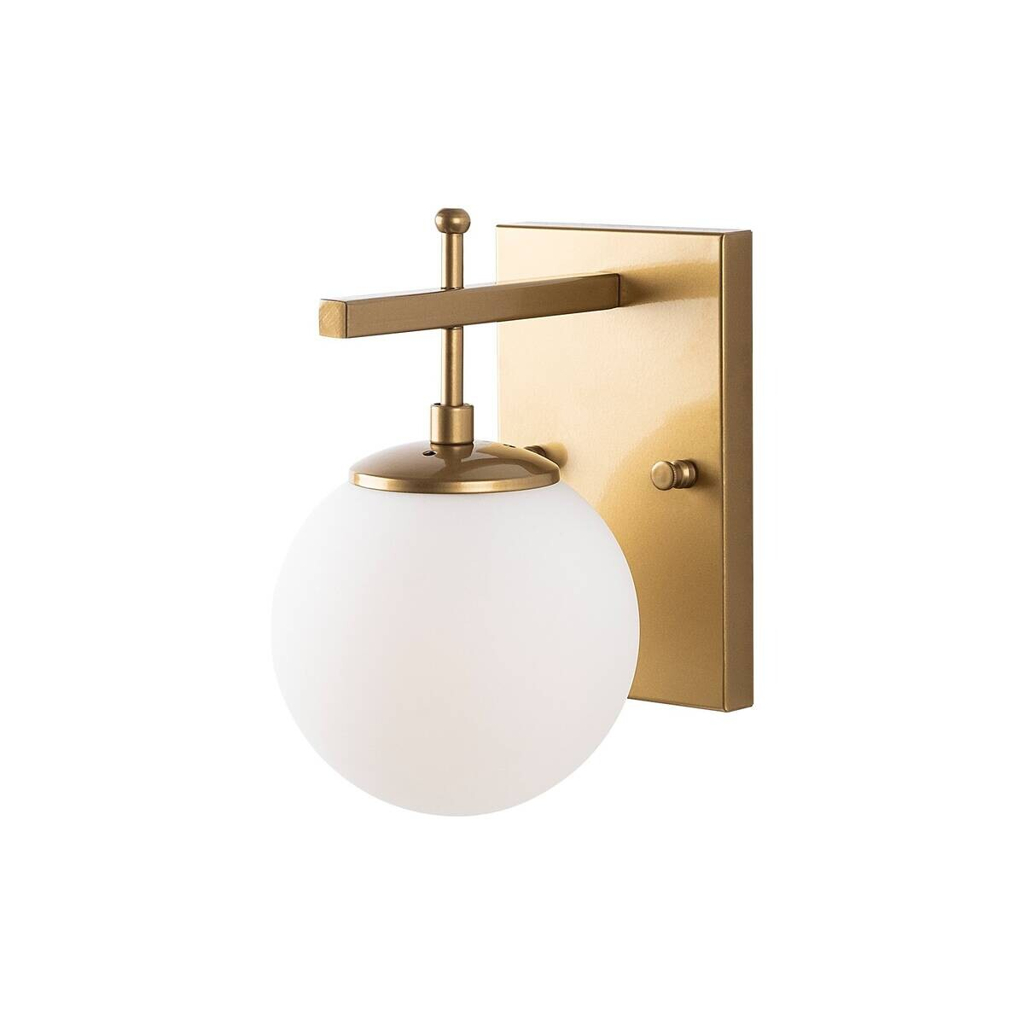 Opviq Wandleuchte gold Metall Glas B/H/L: ca. 20x15x15 cm E14 1 Brennstellen