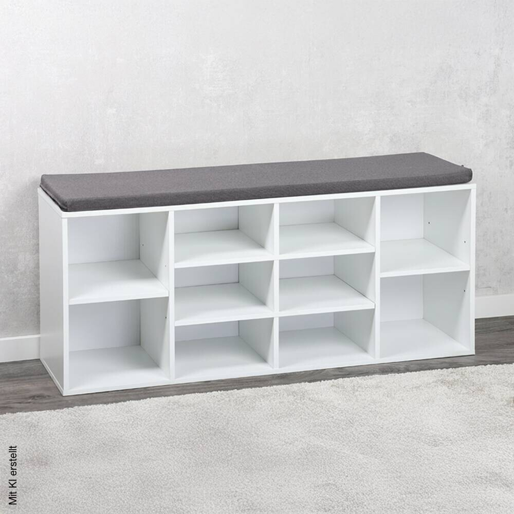 Kesper Schuhschrank mit Sitzkissen grau Textil B/H/L: ca. 29,5x48x1035 cm