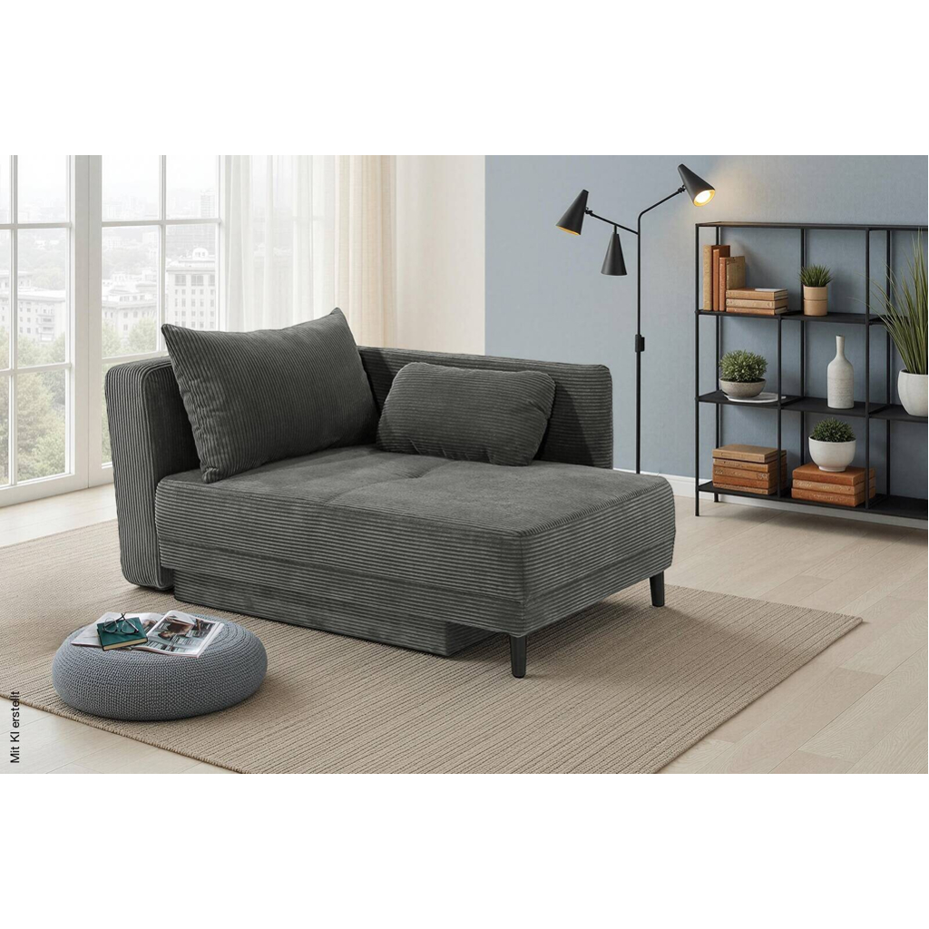 Recamiere grau Microfaser B/H/T: ca. 155x81x73 cm