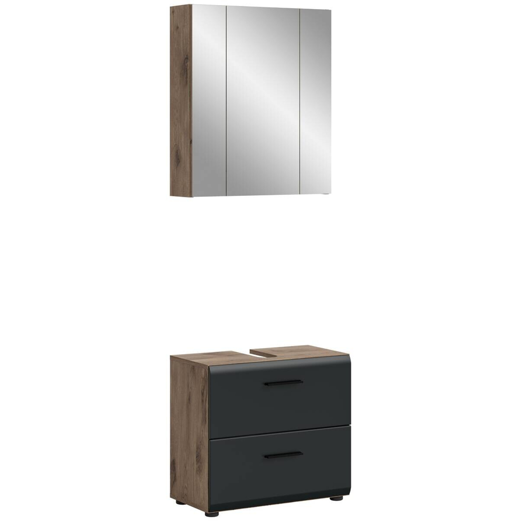 Badezimmer-Set Ice Nox Oak Nachbildung schwarz matt B/H/T: ca. 60x185x30 cm