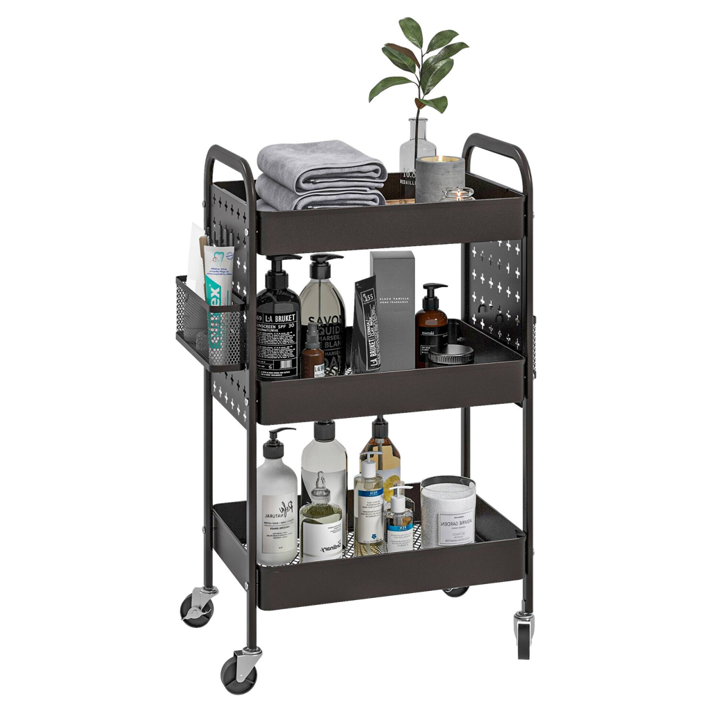HOMCOM Küchenwagen schwarz Edelstahl B/H/L: ca. 30,5x53,5x75 cm