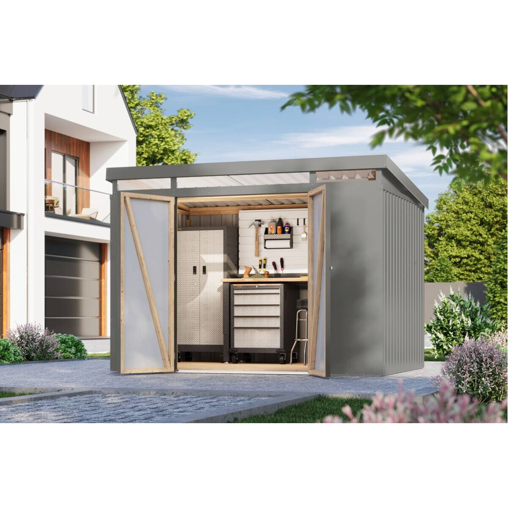 Karibu Gartenhaus Indra 3 grau B/H/T: ca. 289x213x206 cm