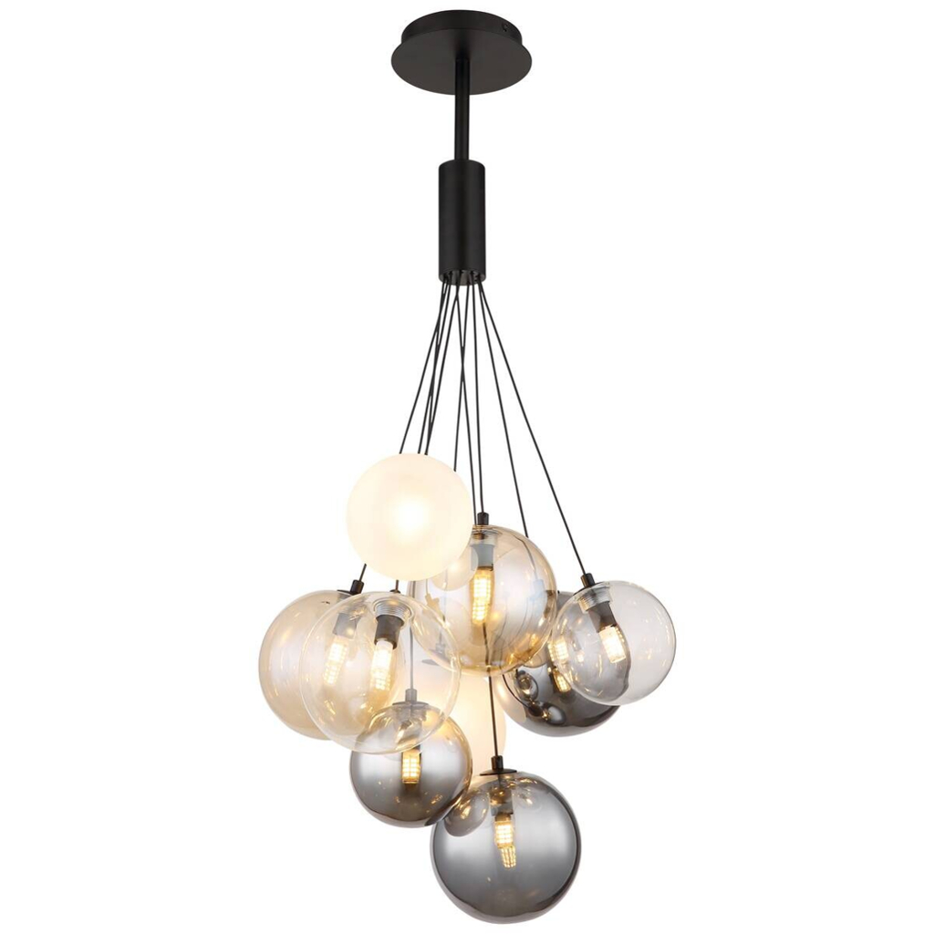 GLOBO Pendelleuchte BALLGI 56144-9H multicolor schwarz Metall H/D: ca. 90x45 cm G9 9 Brennstellen