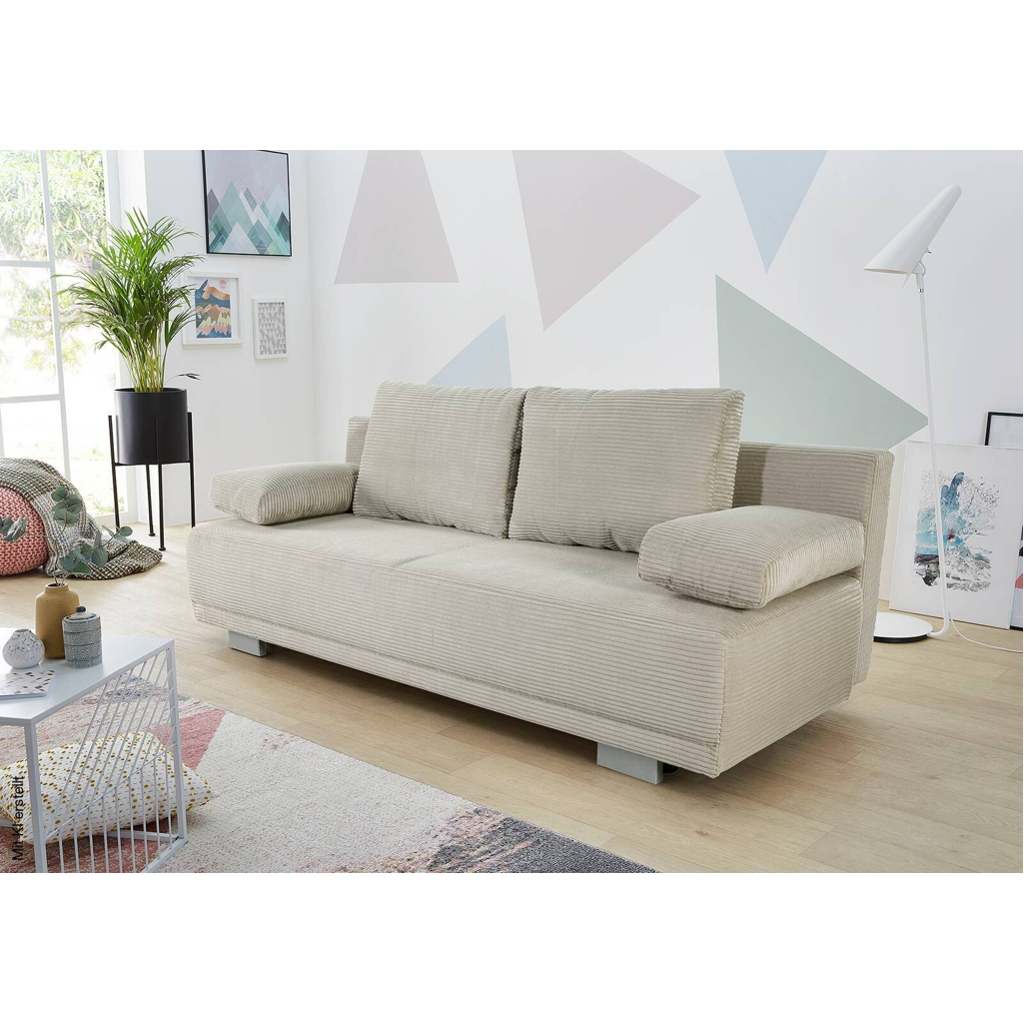 Schlafsofa Greige Microfaser B/H/T: ca. 196x78x82 cm