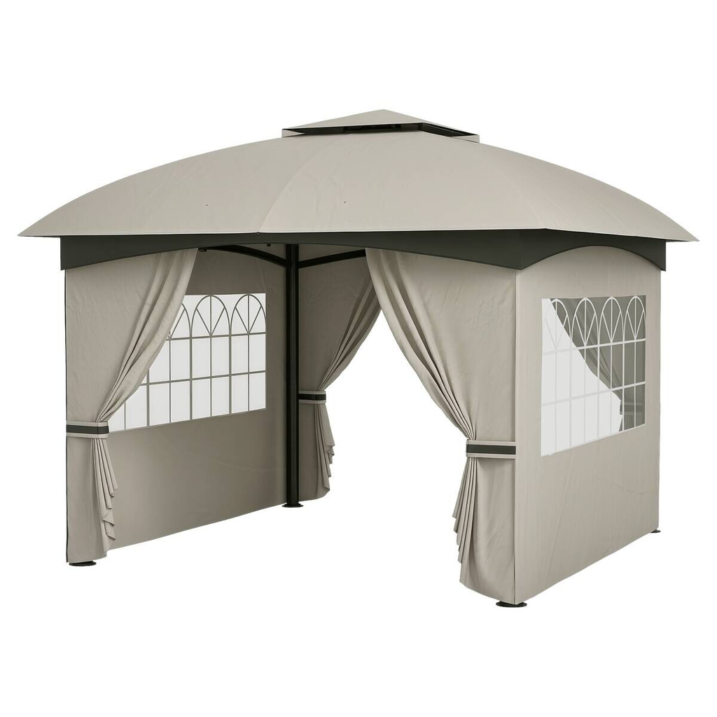 Outsunny Pavillon hellgrau Metall B/H/L: ca. 335x285x335 cm
