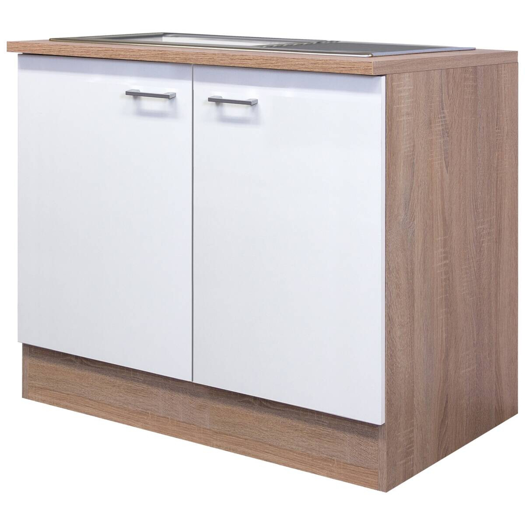 Spülenschrank Samoa weiß Eiche Nachbildung B/H/T: ca. 100x85x60 cm