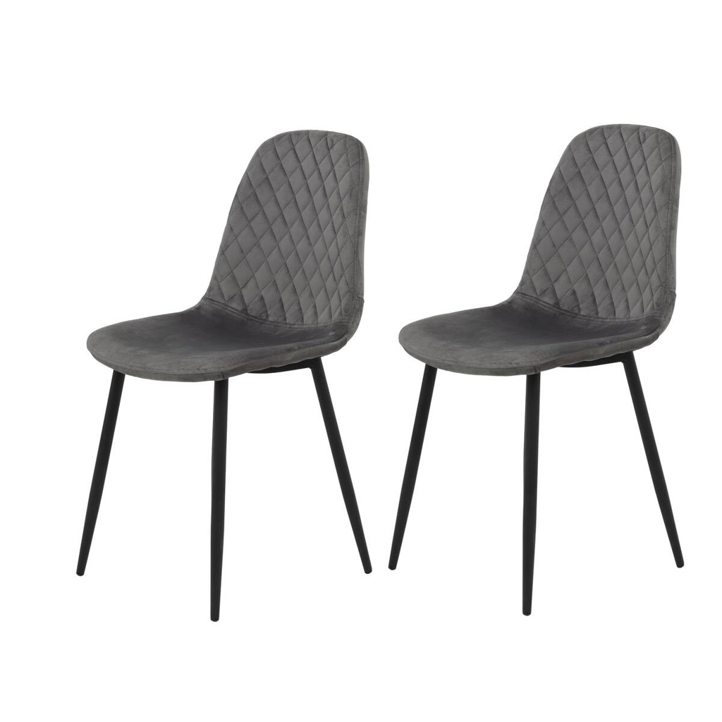 Stuhl Mira 2er Set grau Samtoptik B/H/T: ca. 44x89x53,5 cm