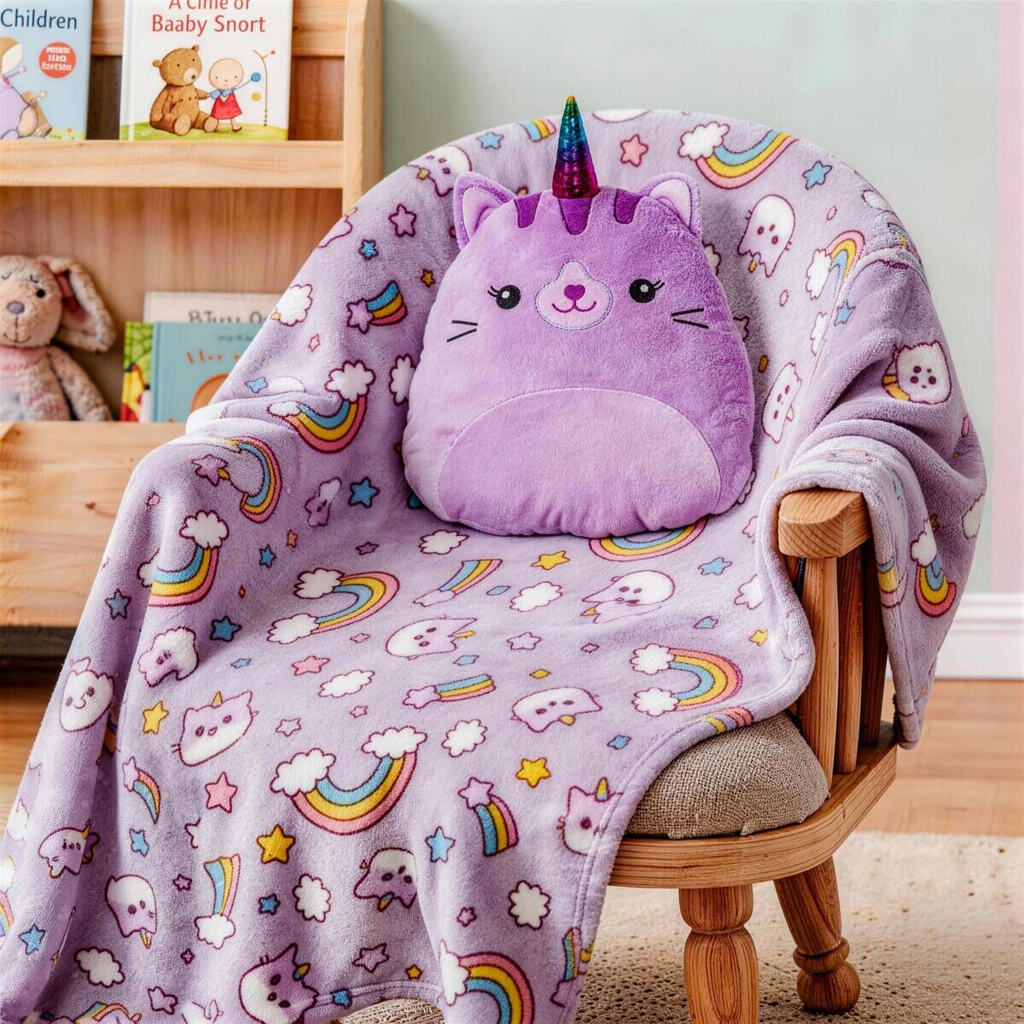 Set bestehend aus Kissen und Kuscheldecke flieder Polyester B/L: ca. 100x127 cm
