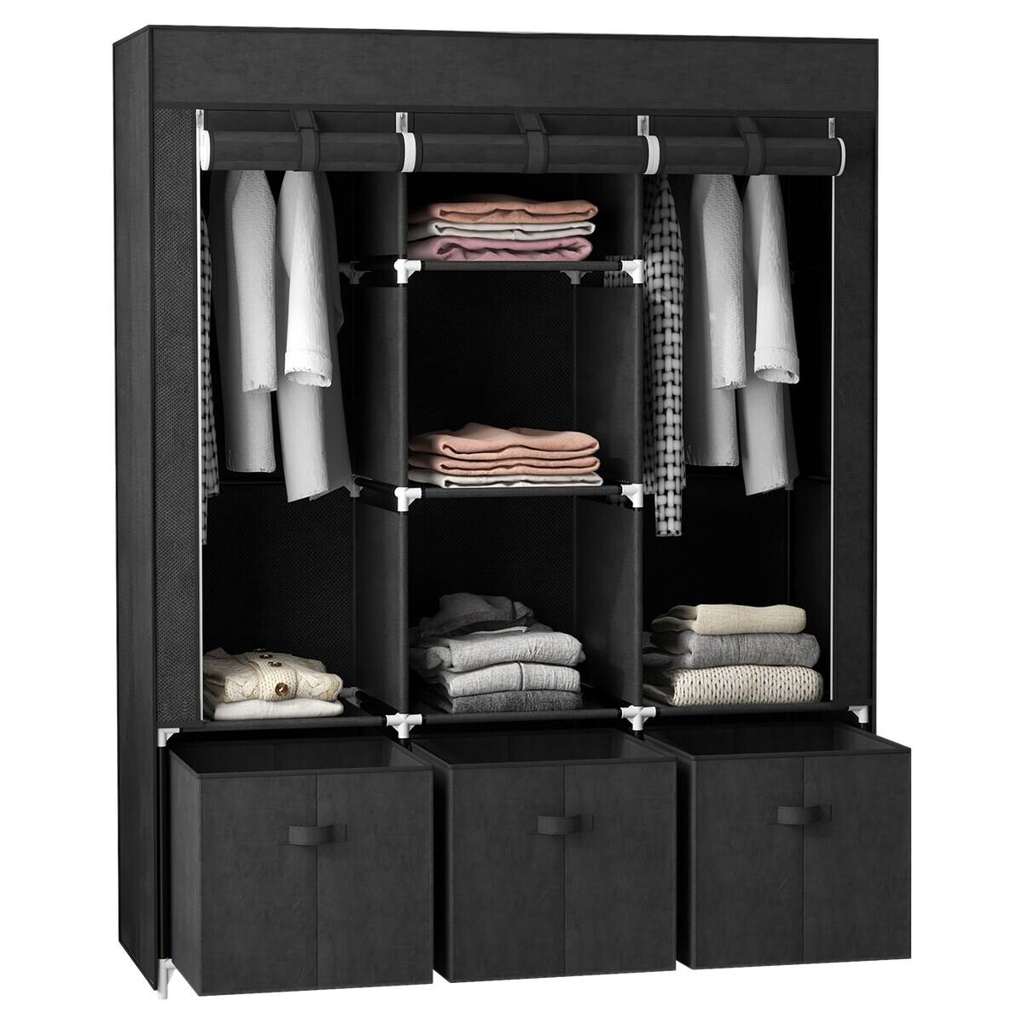 HOMCOM Kleiderschrank schwarz Polypropylen B/H/L: ca. 43x125x162,5 cm