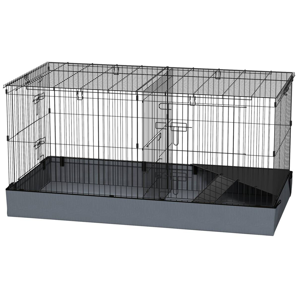 PawHut Kleintierkäfig schwarz Stahl B/H/L: ca. 61x61x121 cm