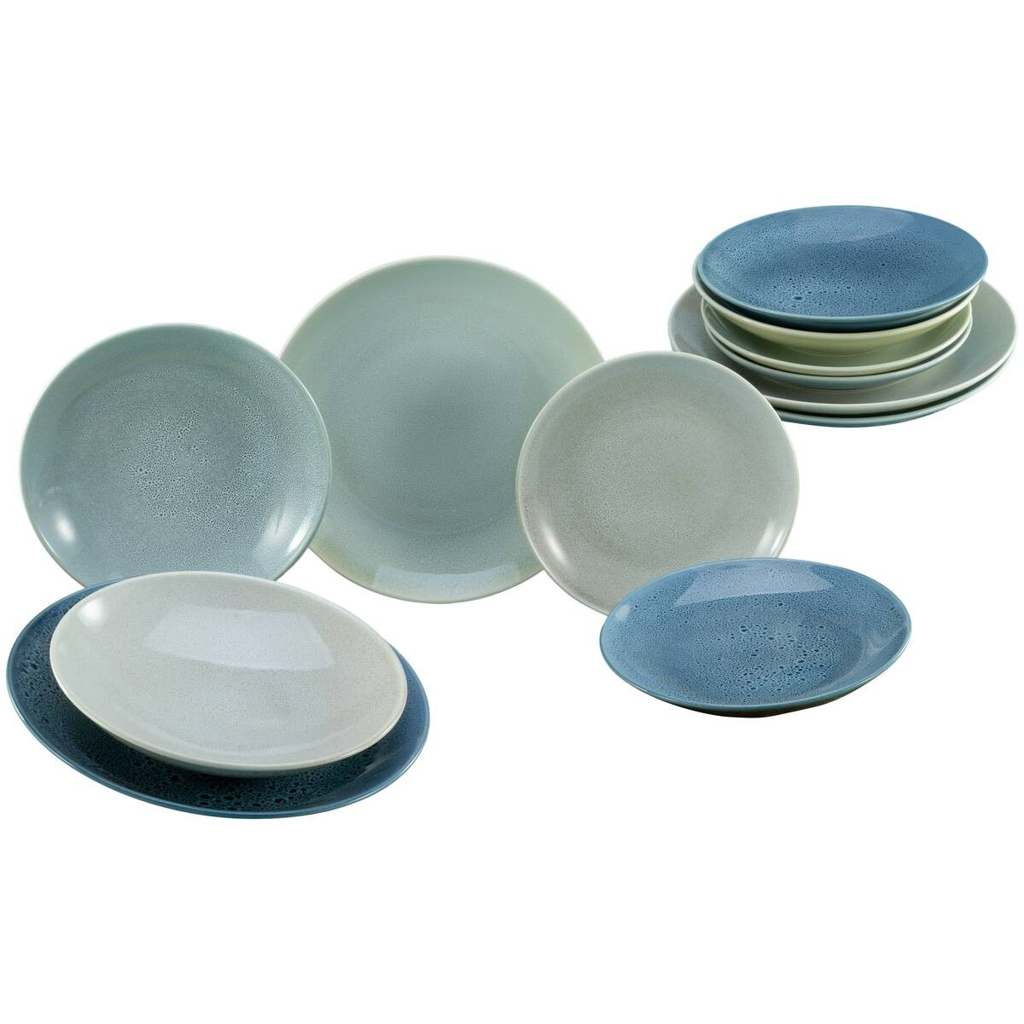 CreaTable Tafelservice Reactive AQUA blau Keramik 12 tlg.