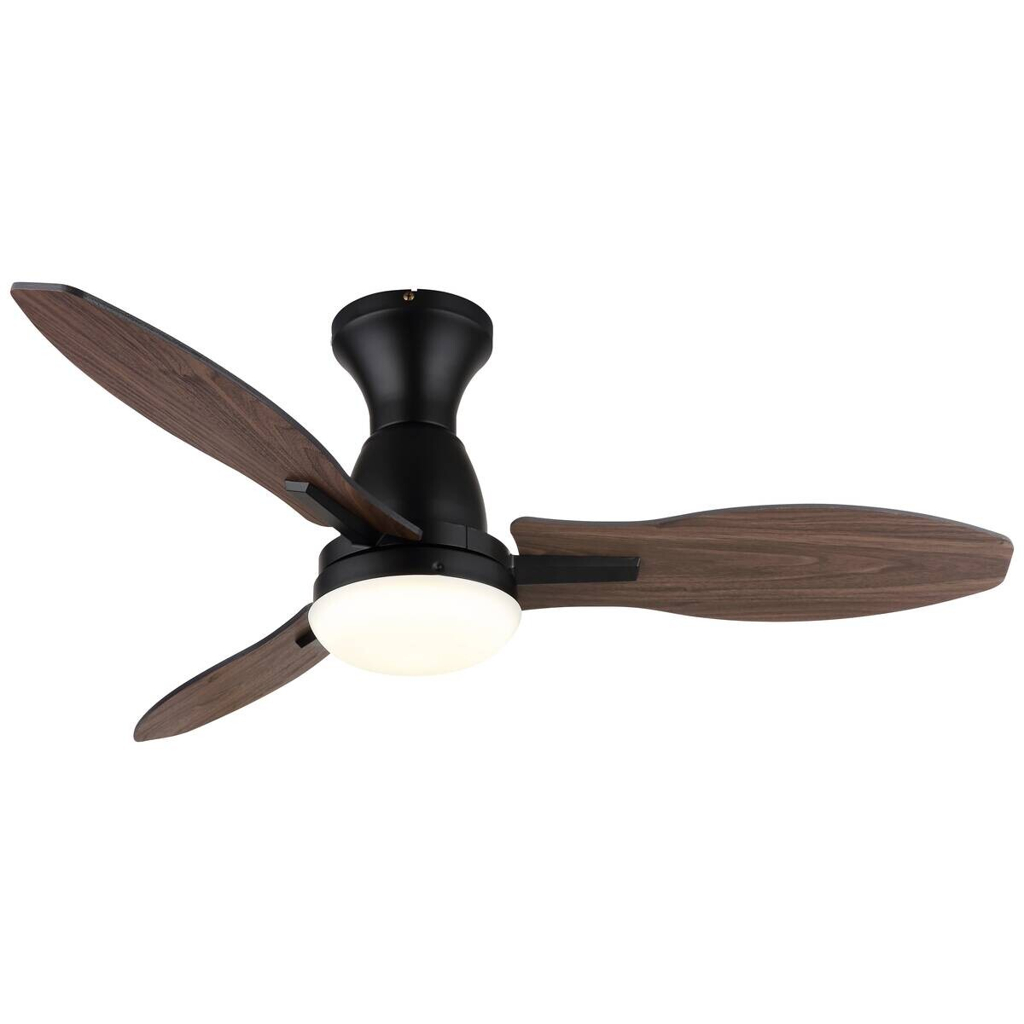 GLOBO LED-Deckenventilator Opal mattschwarz braun Metall Kunststoff H/D: ca. 32,5x107 cm 1 Brennstellen