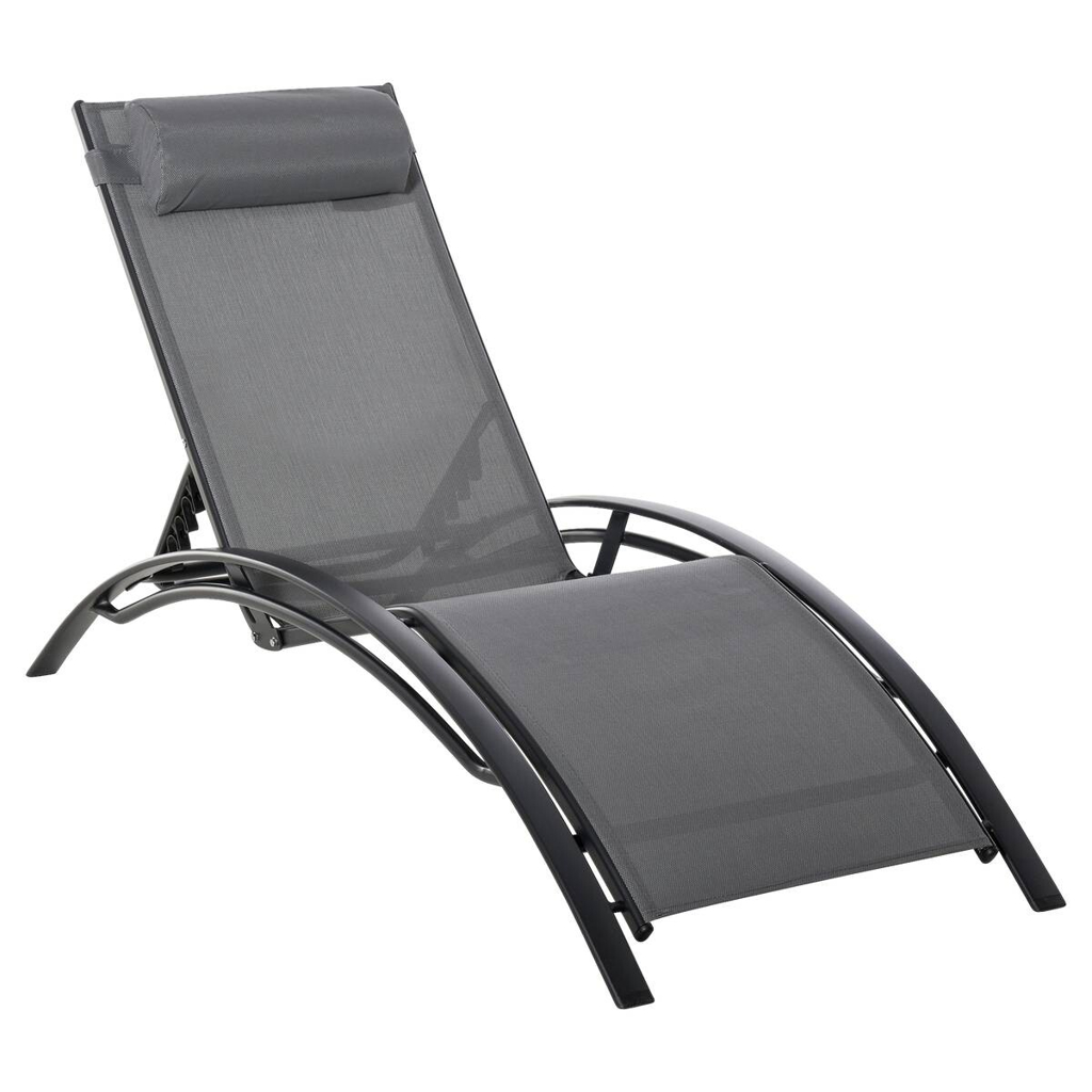 Outsunny Gartenliege grau Aluminium B/H/L: ca. 64x82x171 cm