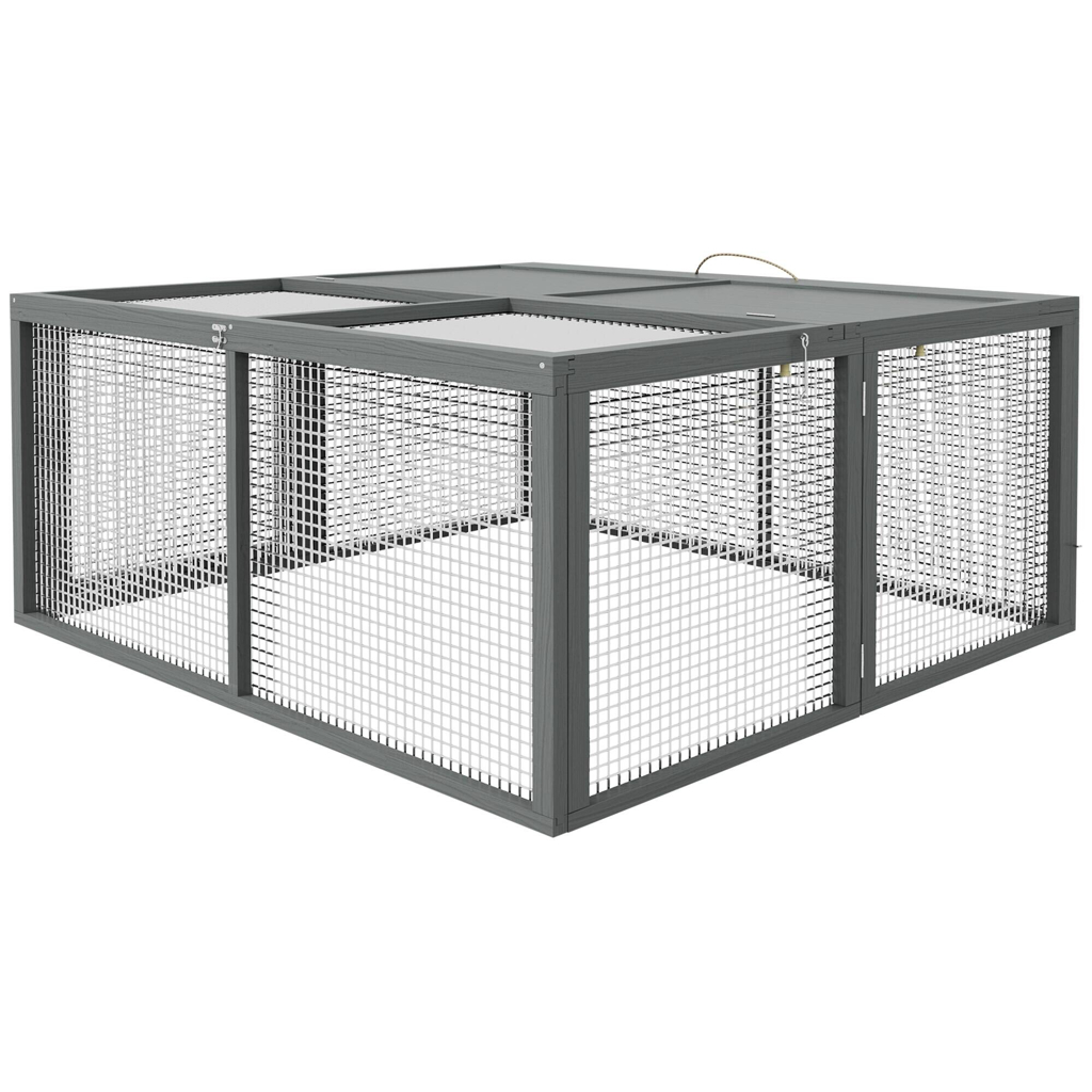 PawHut Zwergkaninchenstall grau Stahl B/H/L: ca. 105x50x110 cm