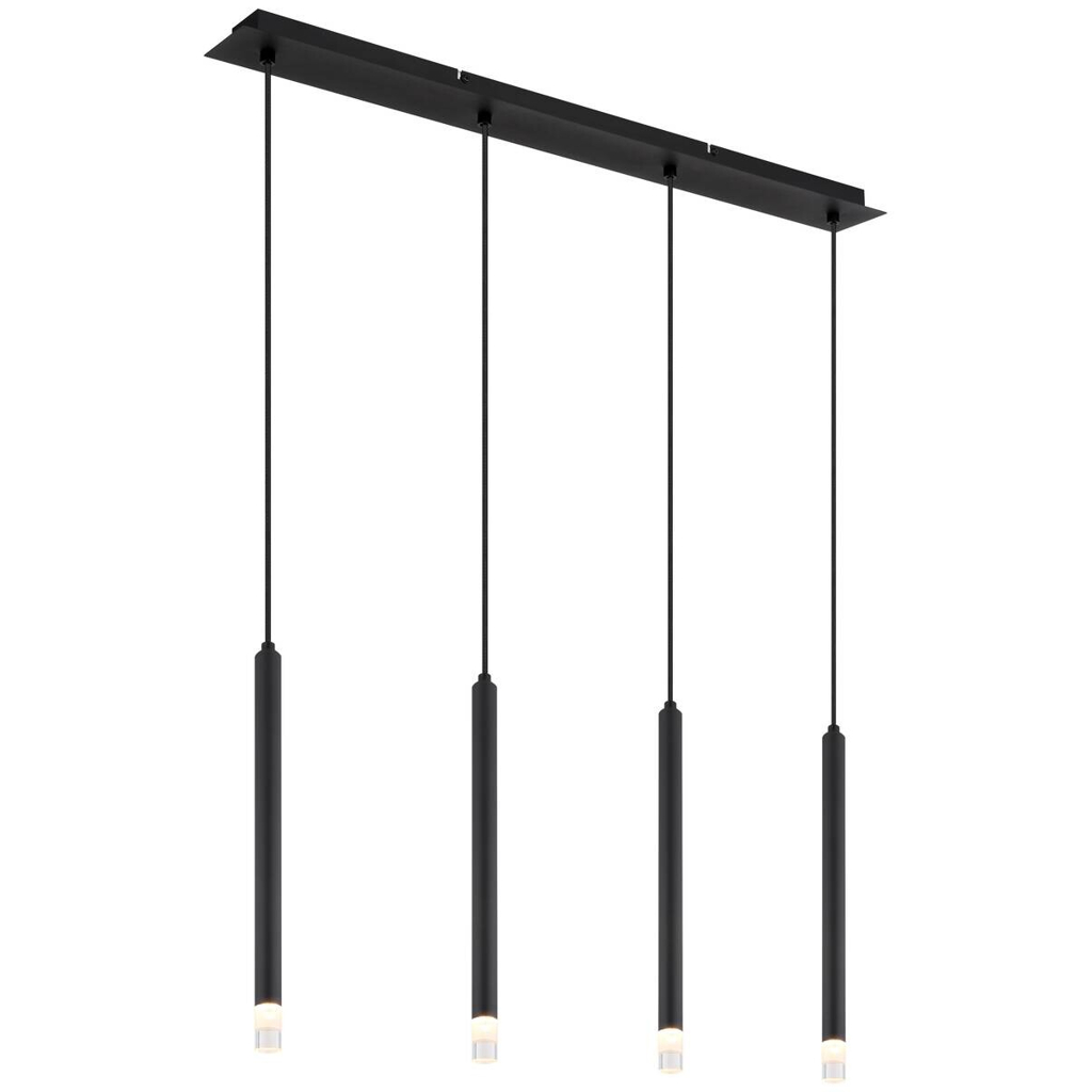 GLOBO Pendelleuchte schwarz transparent Metall Acryl B/H/T: ca. 8x120x76 cm G9 4 Brennstellen