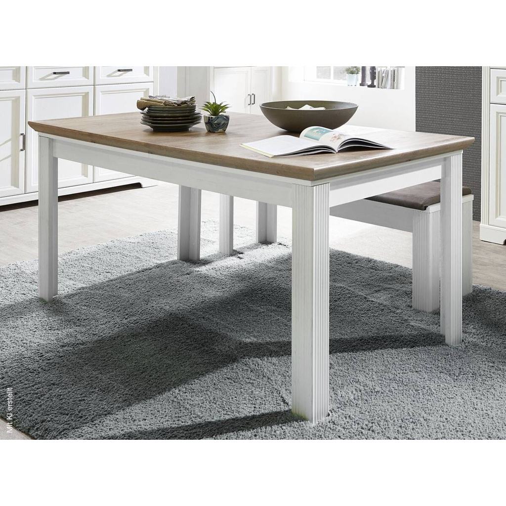 Esstisch Jasmin Eiche Artisan Nachbildung weiß Pinie Nachbildung B/H/T: ca. 160x76x90 cm