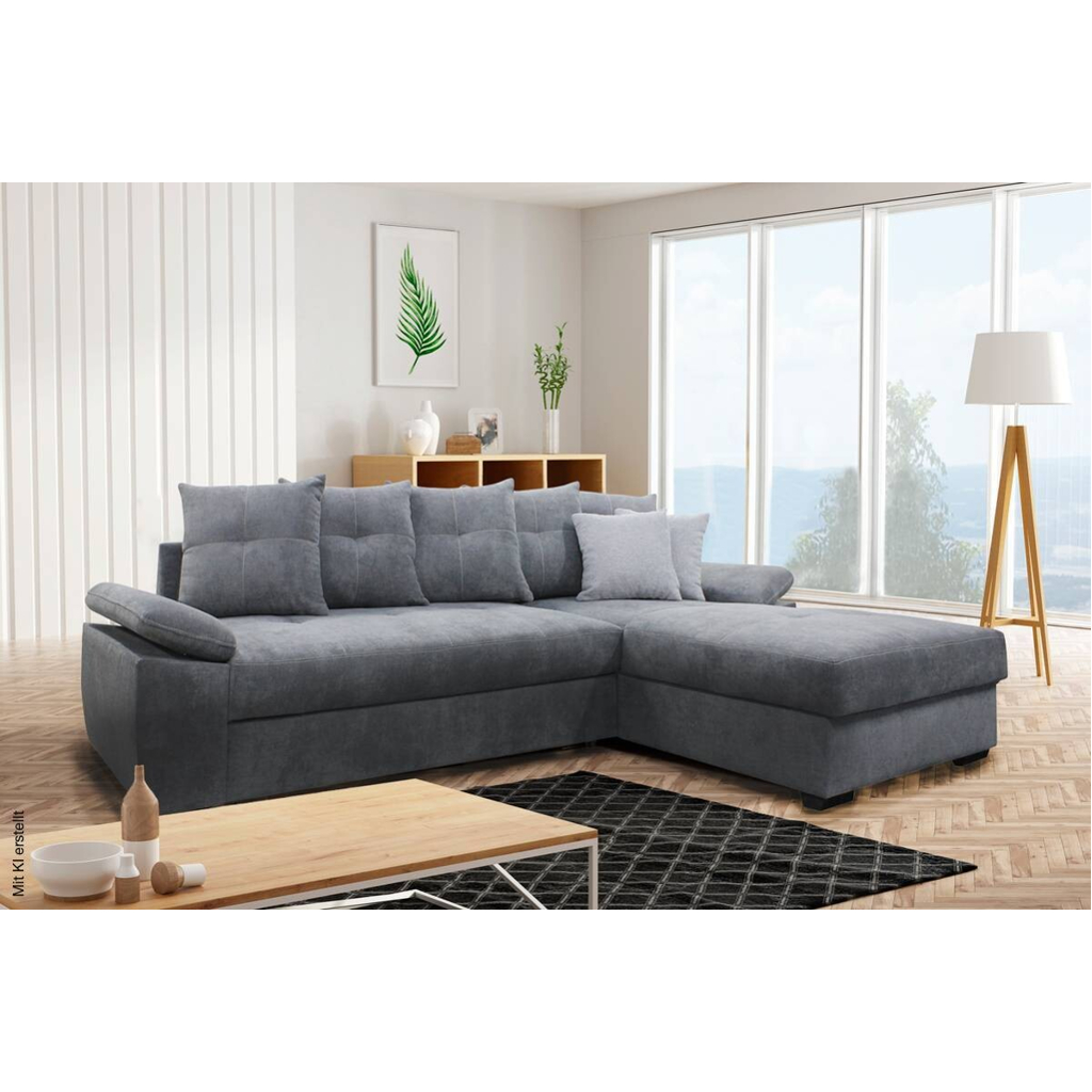 Ecksofa mit Bettfunktion und Bettkasten hellgrau B/H/T: ca. 274x90x168 cm