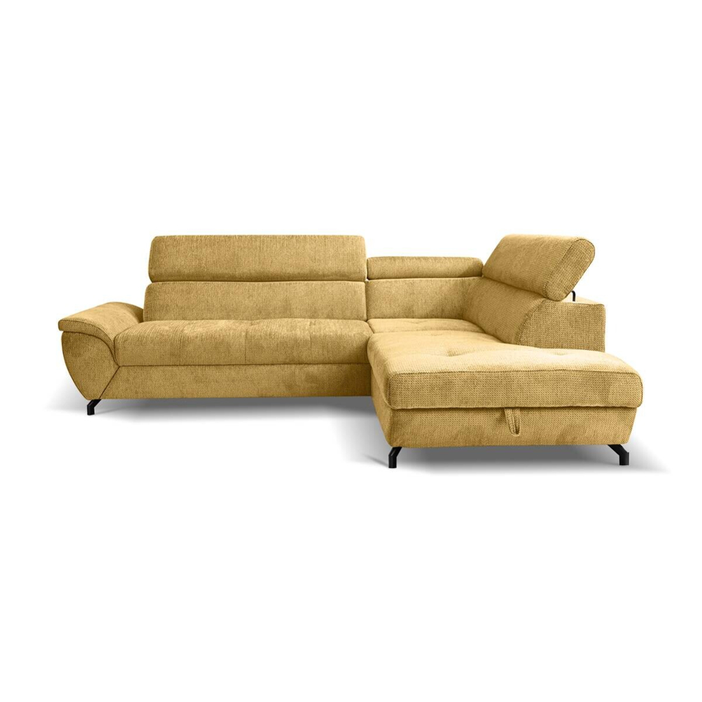 Ecksofa mit Bettfunktion und Bettkasten senf Microfaser B/H/T: ca. 263x77x210 cm