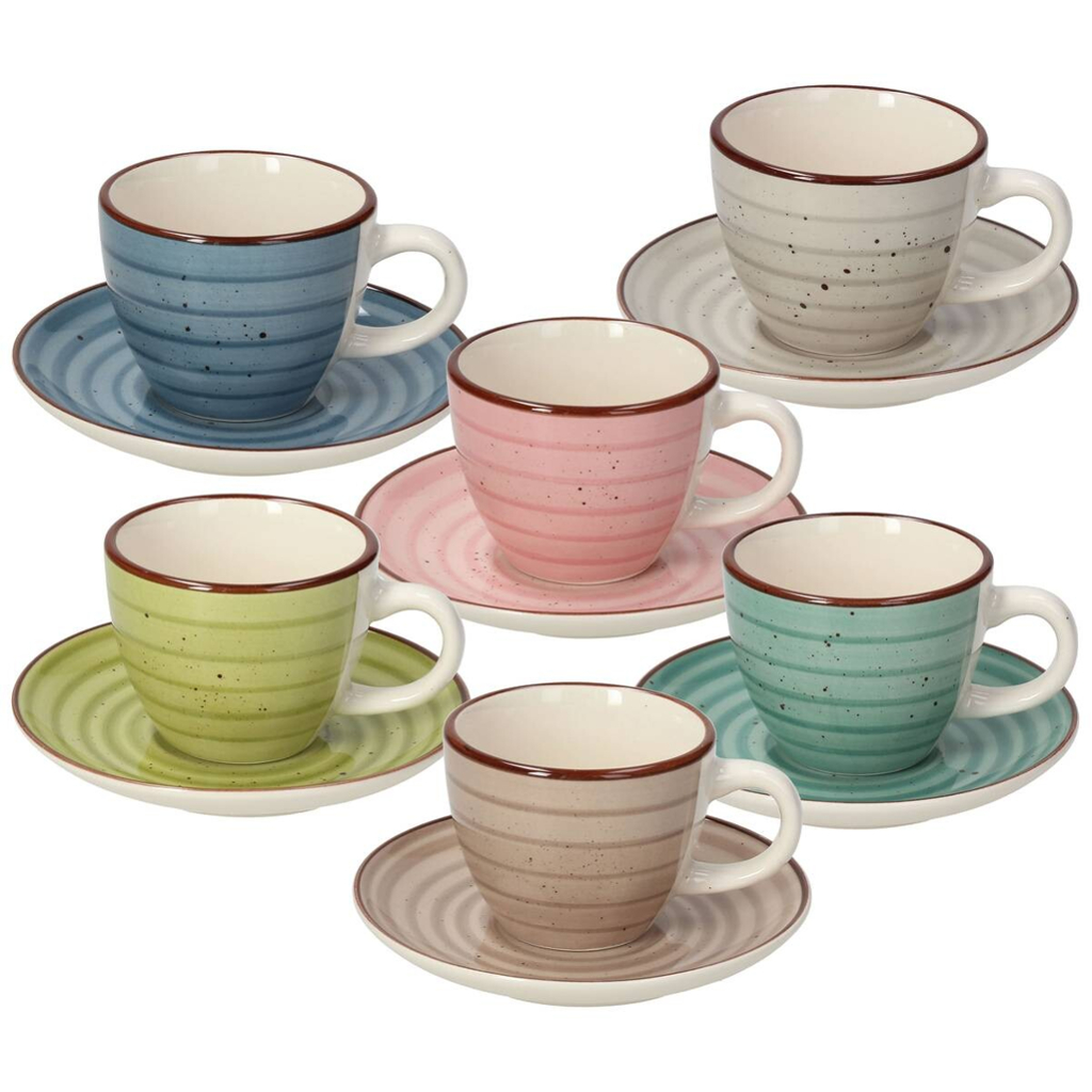 TOGNANA Kaffeetassenset Louise Urban Pastel multicolor Porzellan 12 tlg.