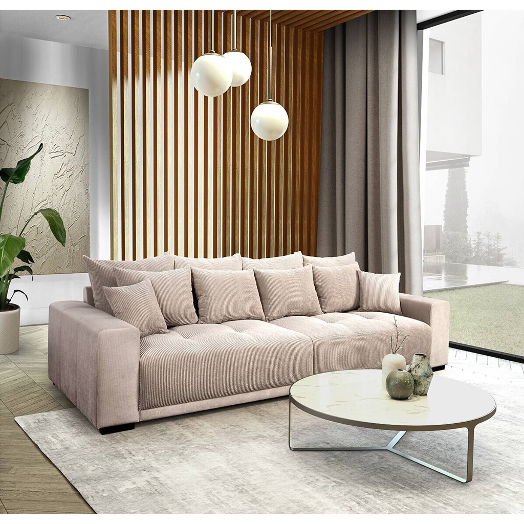 Big Sofa Xantia new 1 beige Velourstoff B/H/T: ca. 318x94x120 cm