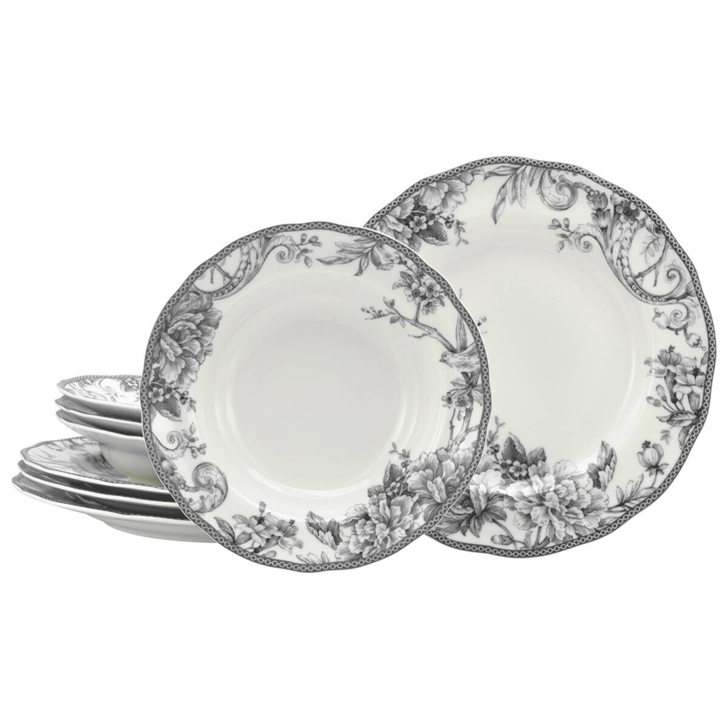 CreaTable Tafelservice Adelaide Grau weiß Porzellan 8 tlg.