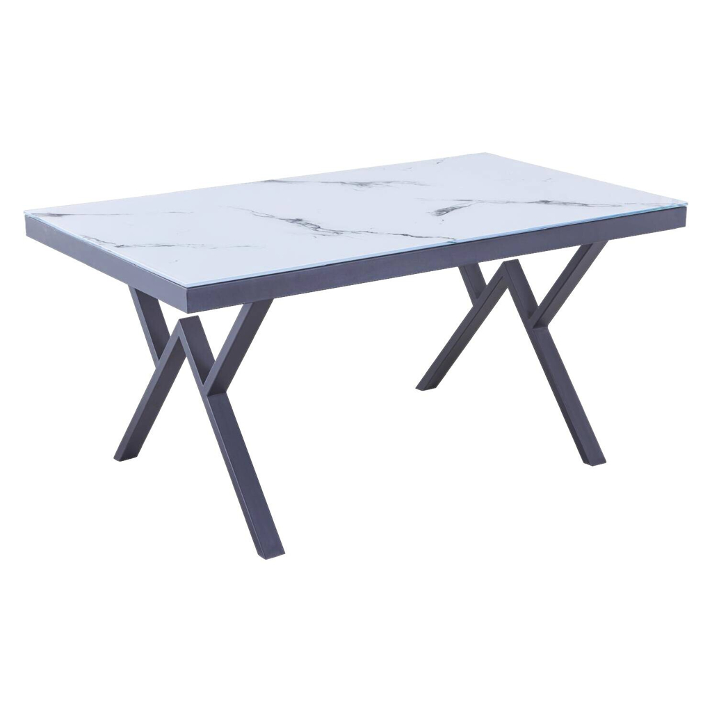 Esstisch CT056W weiß Marmor Optik schwarz B/H/T: ca. 160x76x90 cm