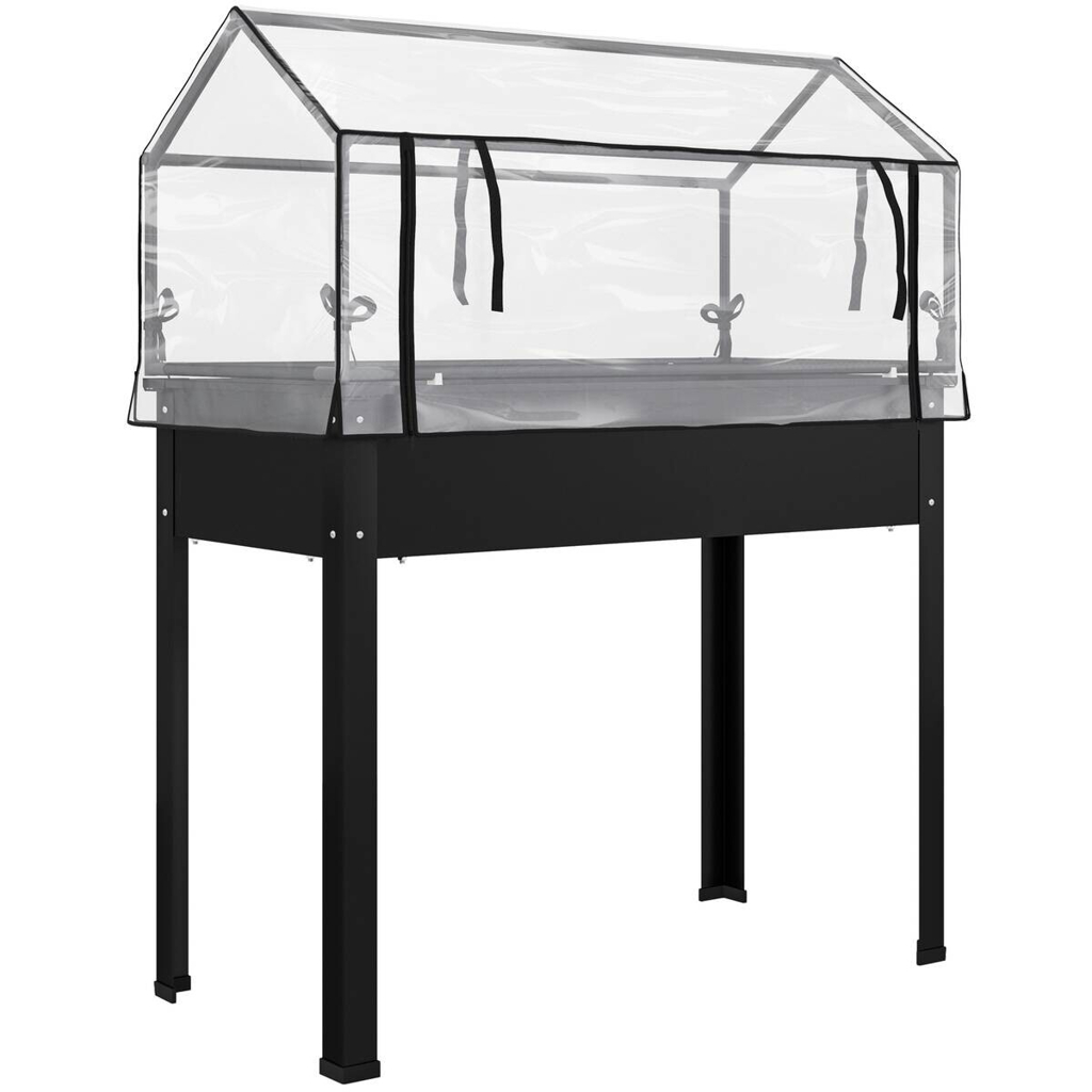 Outsunny Hochbeet schwarz Stahl B/H/T/L: ca. 48x124x48x100 cm