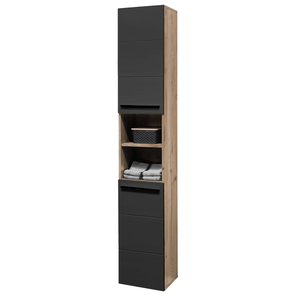 Hochschrank Vista Oak Eiche Viking Nachbildung schwarz matt B/H/T: ca. 34x190x31 cm