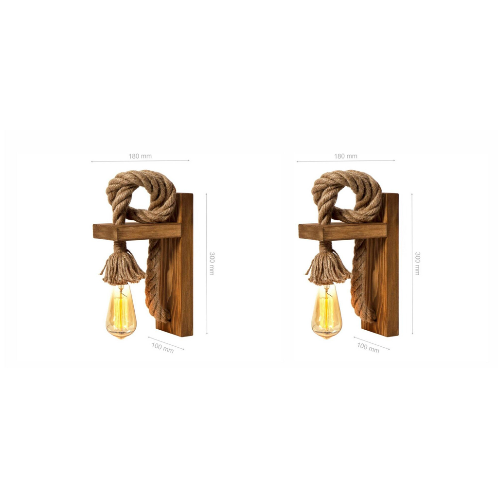Opviq Wandleuchte braun gold Fichte B/H/L: ca. 30x10x18 cm E27 2 Brennstellen