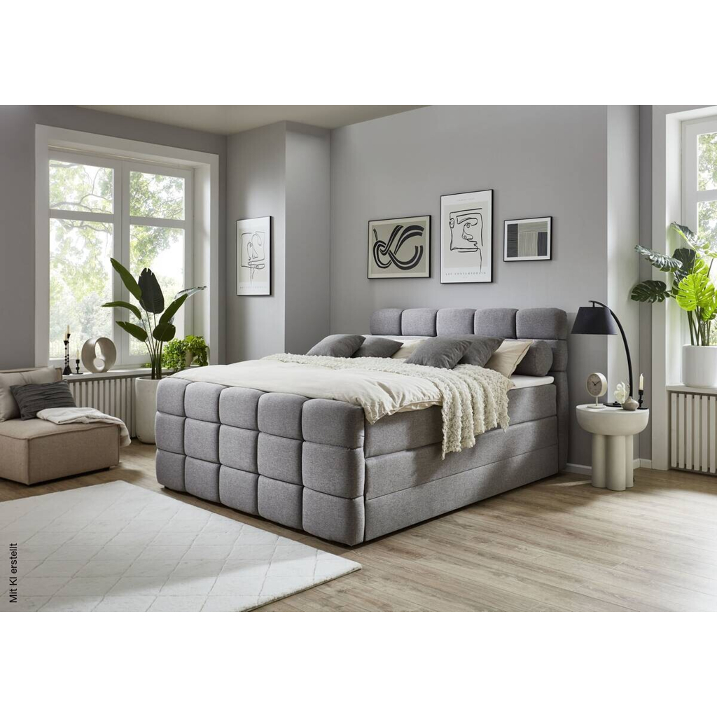 Boxspringbett Lugano hellgrau Liegefläche B/L: ca. 180x200 cm