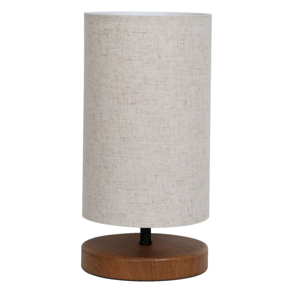 Opviq Tischleuchte creme Stoff Holz B/H/L: ca. 24x31x24 cm E14 1 Brennstellen