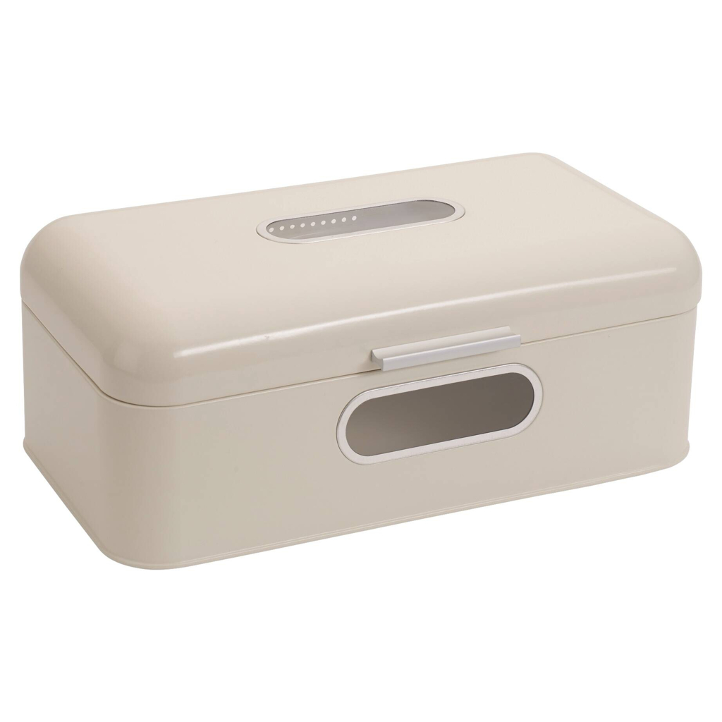 ECHTWERK Brotkasten Retro creme Metall B/H/L: ca. 23,8x17x42,5 cm
