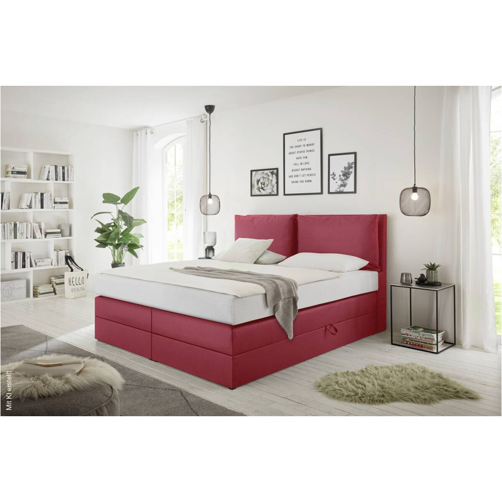 Boxspringbett Lissy burgund rot Liegefläche B/L: ca. 160x200 cm