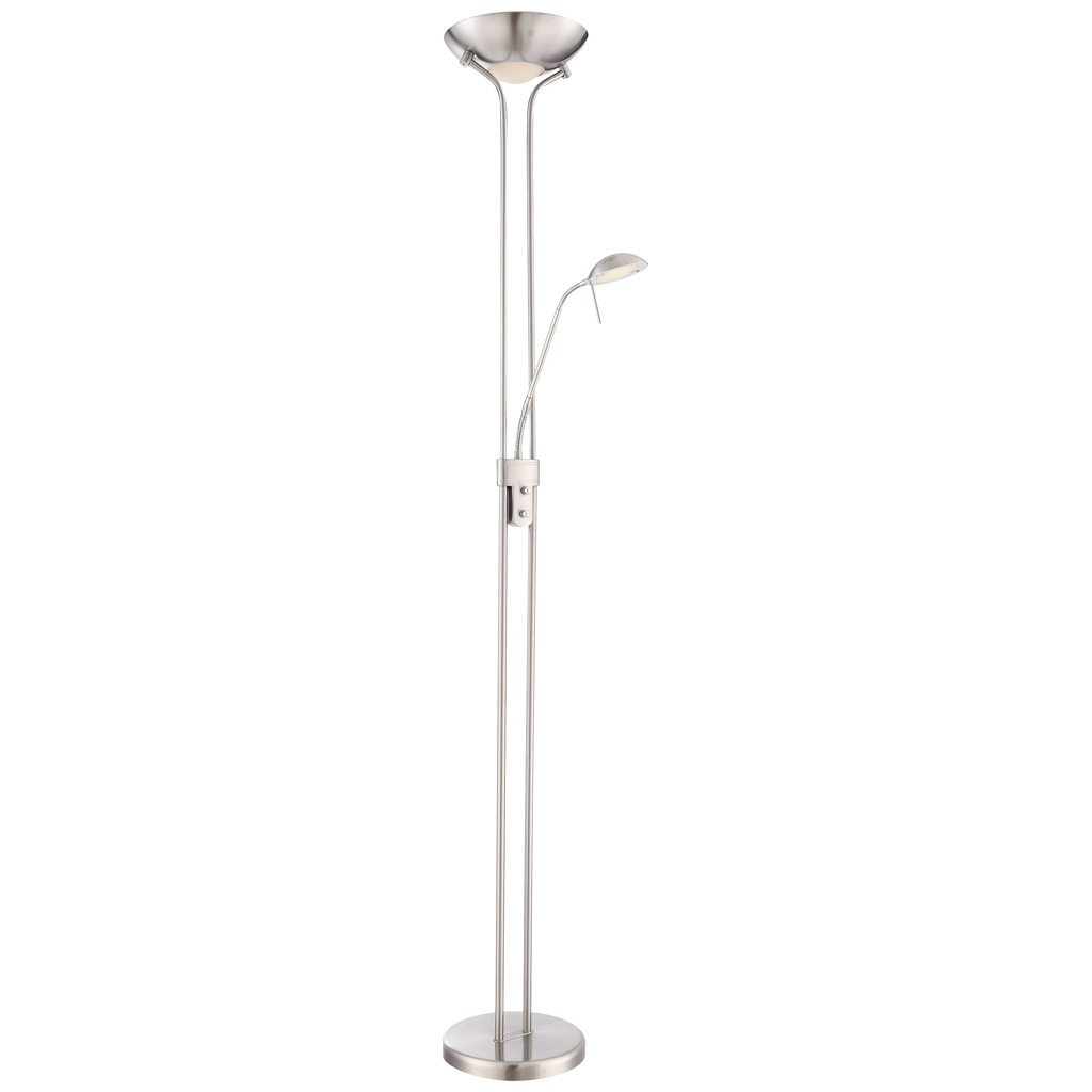 GLOBO Stehlampe nickel matt Glas Metall H/D: ca. 180x25,5 cm