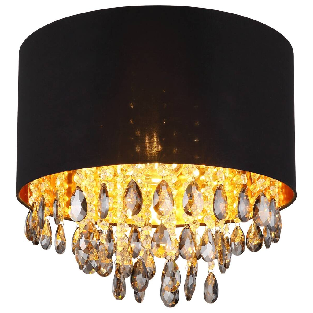 GLOBO Deckenleuchte COLETTA 15776D mattschwarz gold schwarz Metall Kunststoff Textil H/D: ca. 33x40 cm E27 1 Brennstellen