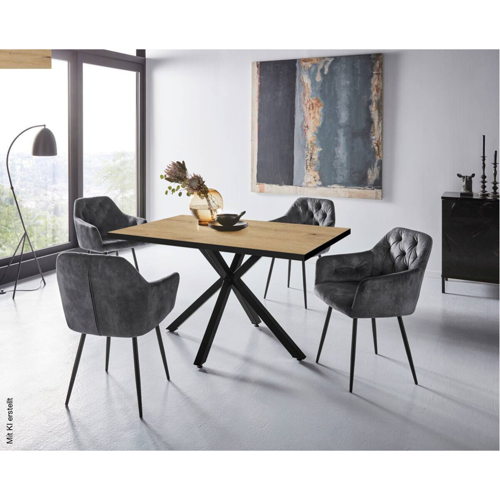 Essgruppe Cleo III Eiche Holzwerkstoff B/H/T: ca. 140x76x90 cm